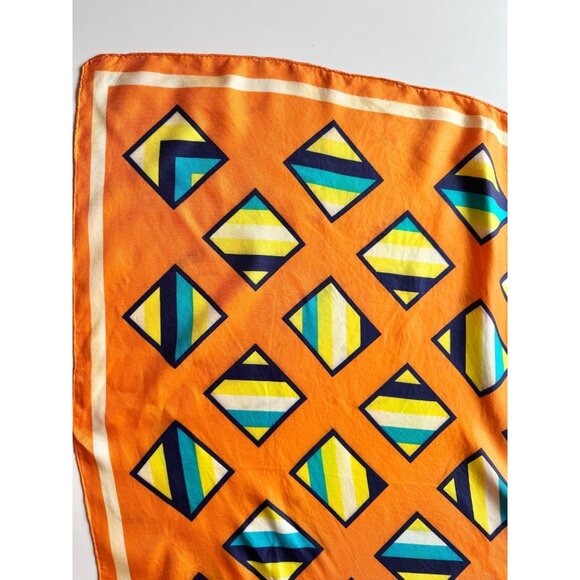Vintage GIVENCHY Orange Geometric Print Silk Satin 30" x 30" Square Scarf - Picture 3 of 16